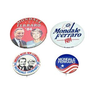 Walter Mondale Ferraro Vintage Presidential Campaign Pin Button Lot of 4 1984